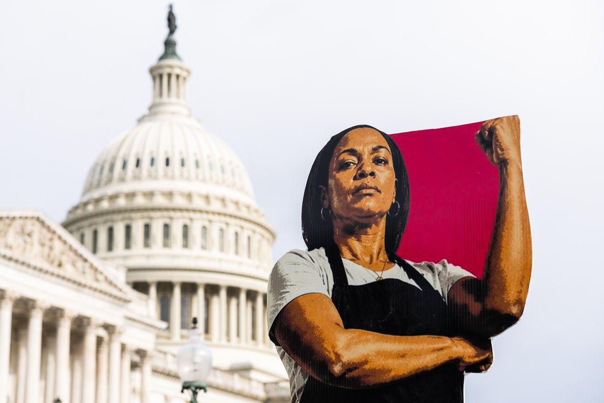 Elena the Essential Worker art piece in front of the U.S. Capitol
