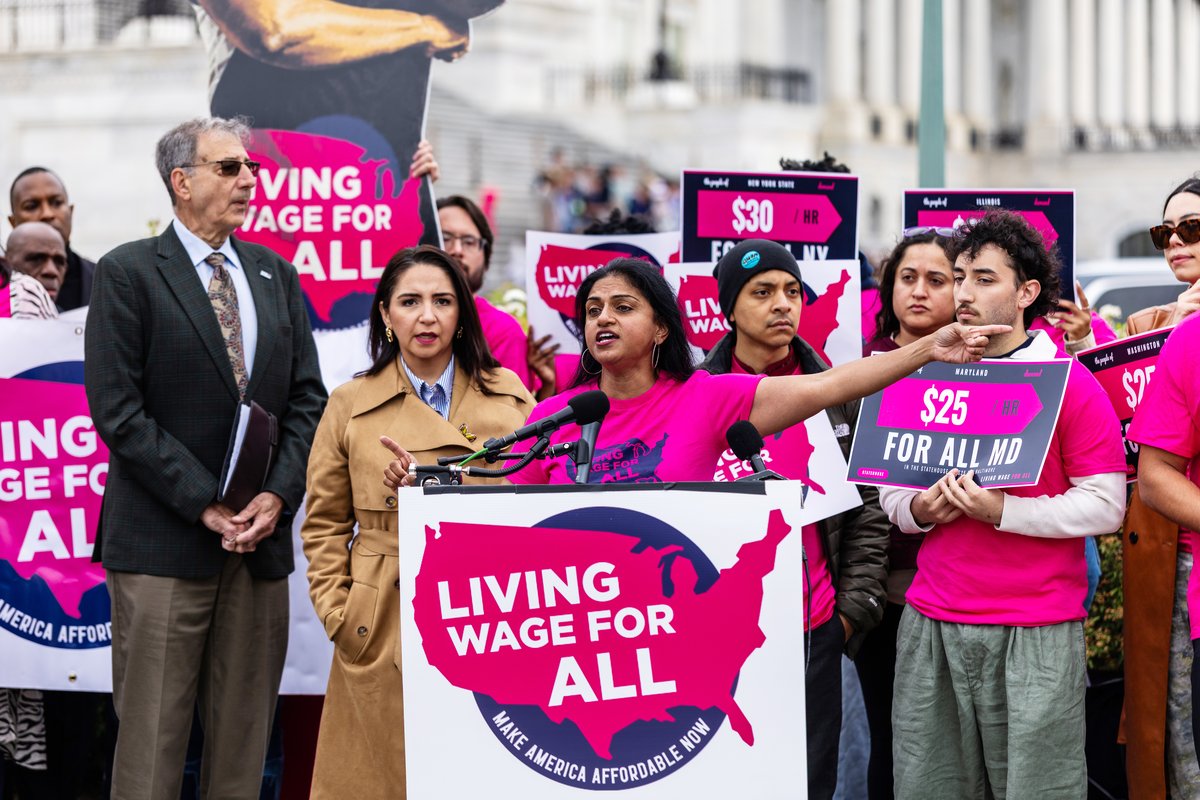Saru Jayaraman, President of One Fair Wage, speaking at the federal Living Wage For All Act introduction